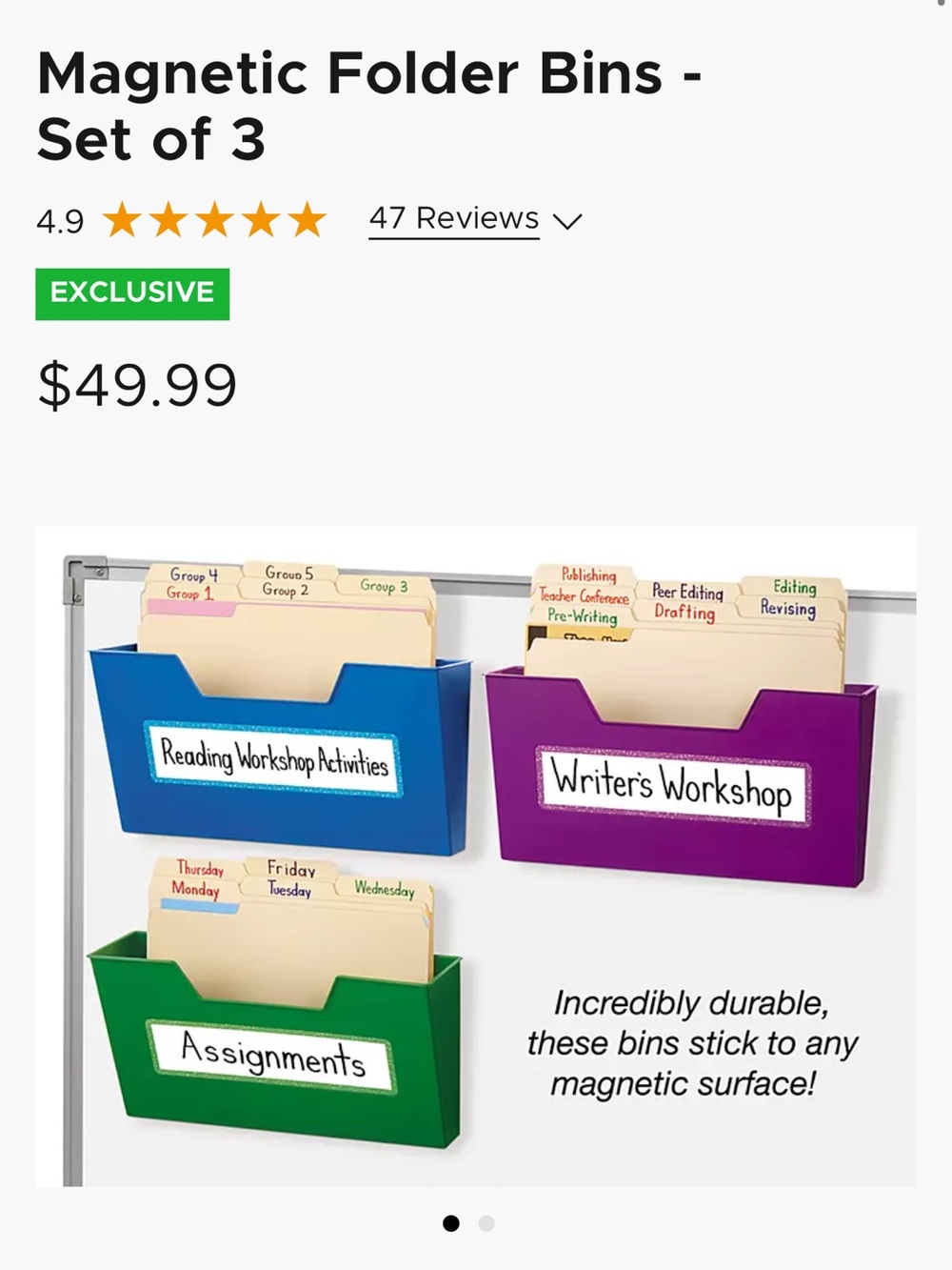 Set of 3 Magnetic Folder Bins - Picture 3 of 5